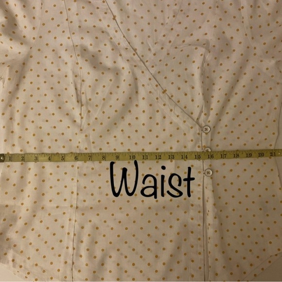 Anthro Maeve Yellow Polka Dot Louise Wrap Tie Sleeve, EUC - Picture 15 of 16